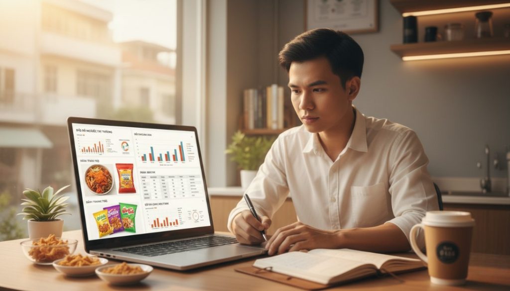 Nghiên cứu thị trường và sản phẩm – bước nền vững chắc giúp định hình hướng đi và tạo lợi thế cạnh tranh cho startup đồ ăn vặt online.