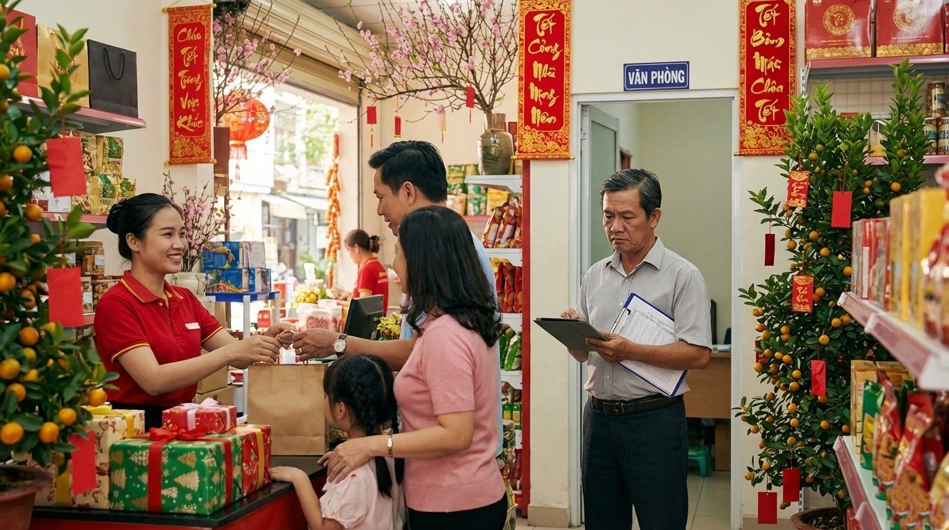 Nhân viên bán hàng ngày trong tết Nhân viên bán hàng ngày trong tết